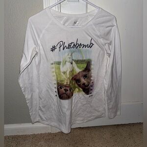 Justice Girl’s White #Photobomb Long Sleeve Tee